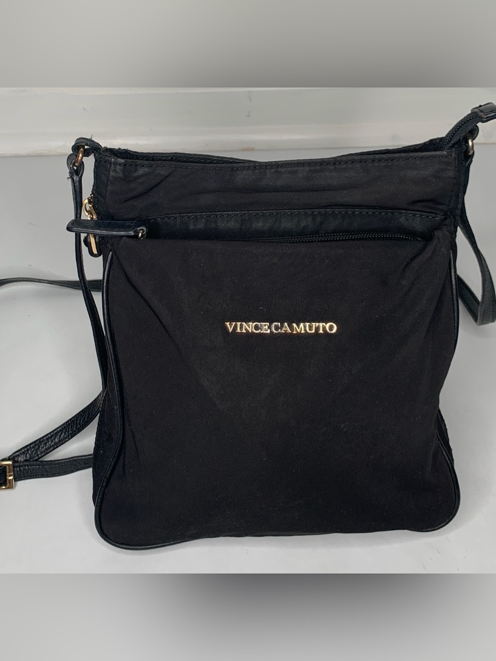 Vince Camuto Black Crossbody with Gold Logo